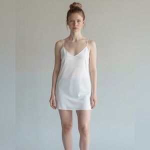 L’Academie White Chemise Slip, Size Small